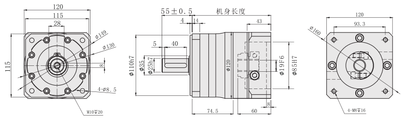 PF120减速箱外形尺寸图